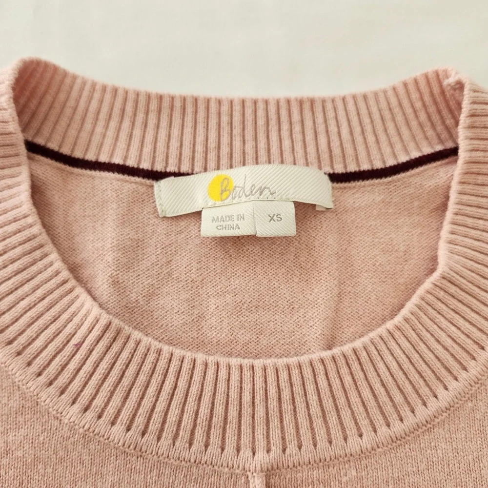 Boden Womens XS Blush Rose Pink Long Sleeve Knit Sweater Top Wool Cotton